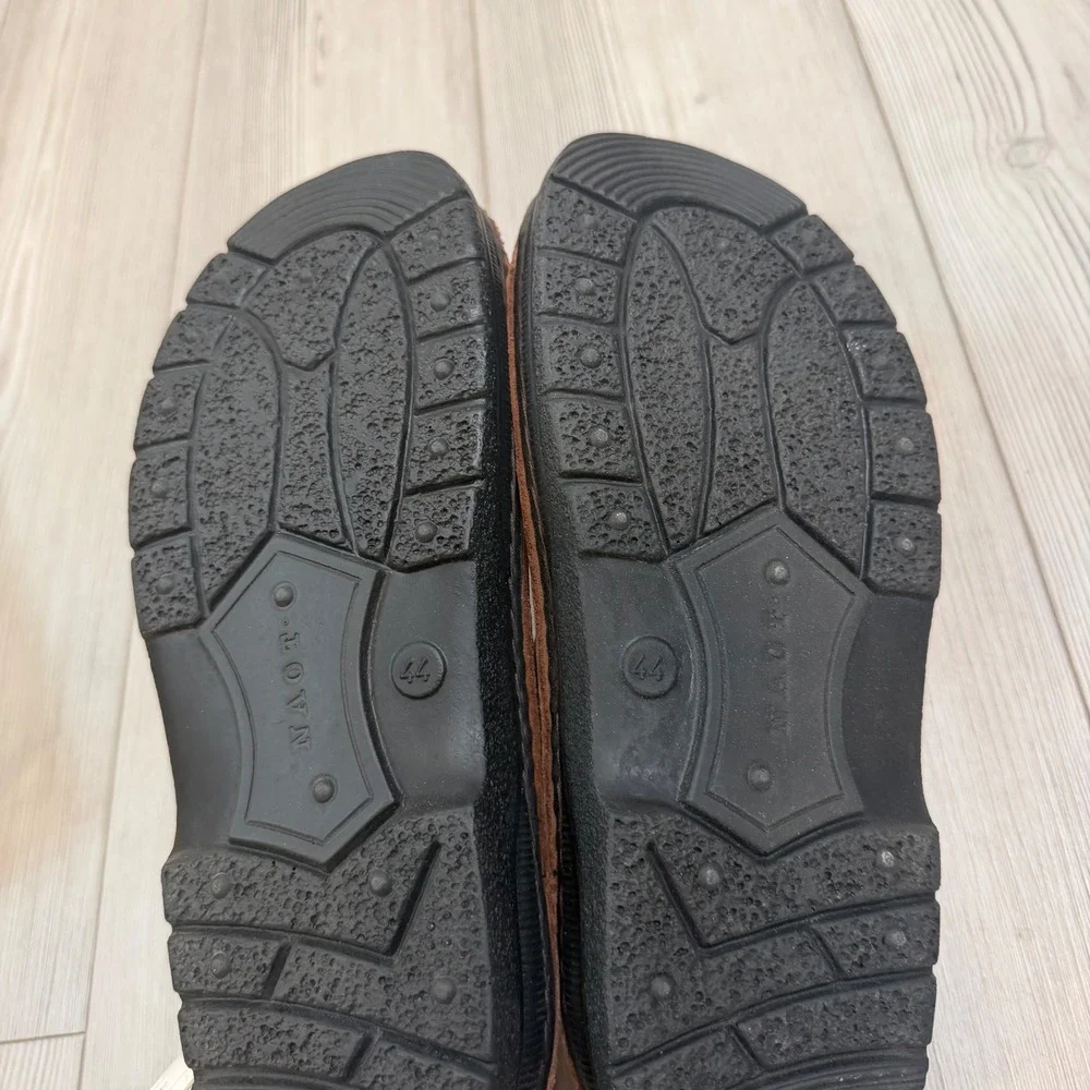 NEW Naot Mikael Crazy Horse Leather Sandals Brown Two Strap Slides Men EU 44 M11